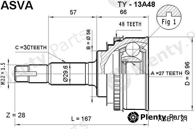  ASVA part TY13A48 Joint Kit, drive shaft