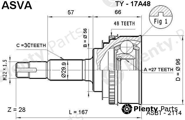  ASVA part TY17A48 Joint Kit, drive shaft