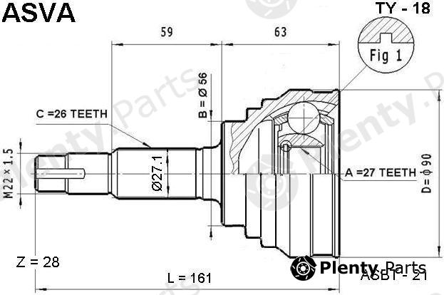  ASVA part TY-18 (TY18) Joint Kit, drive shaft