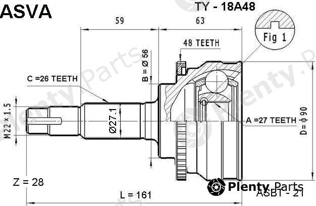  ASVA part TY-18A48 (TY18A48) Joint Kit, drive shaft