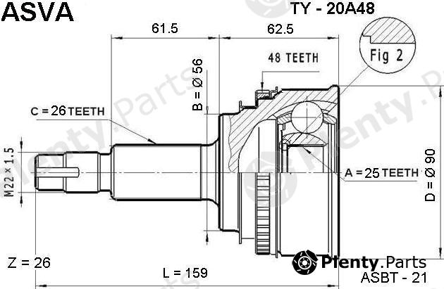  ASVA part TY20A48 Joint Kit, drive shaft