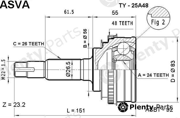  ASVA part TY-25A48 (TY25A48) Joint Kit, drive shaft