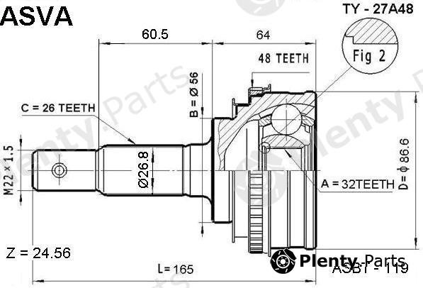  ASVA part TY-27A48 (TY27A48) Joint Kit, drive shaft