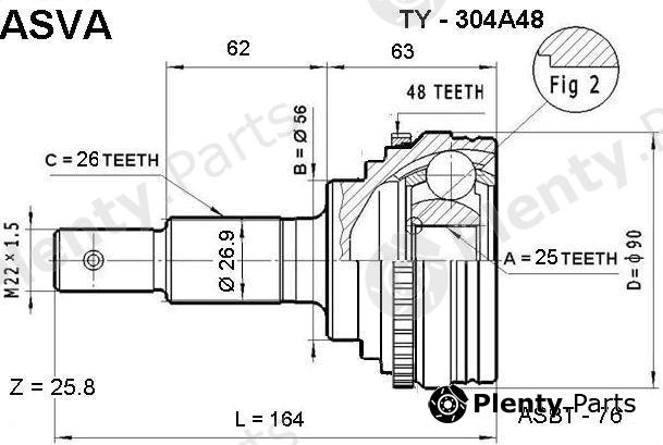  ASVA part TY-304A48 (TY304A48) Joint Kit, drive shaft