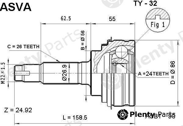  ASVA part TY32 Joint Kit, drive shaft