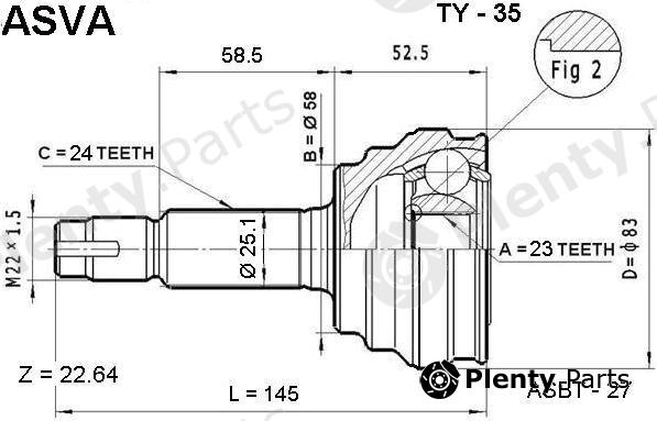  ASVA part TY35 Joint Kit, drive shaft