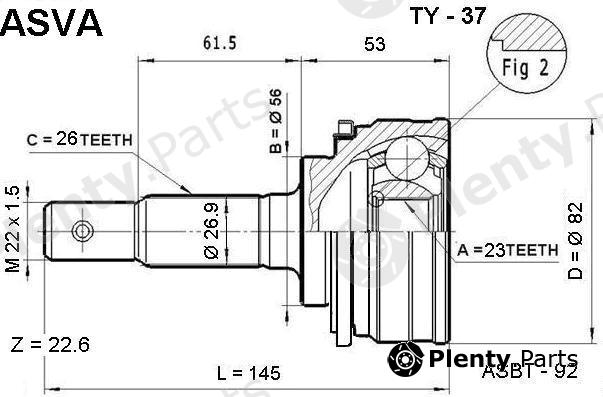  ASVA part TY-37 (TY37) Joint Kit, drive shaft