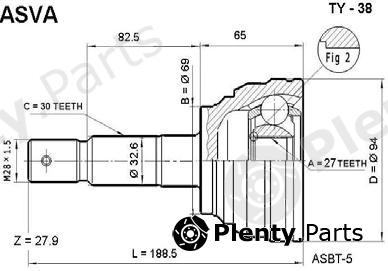  ASVA part TY38 Joint Kit, drive shaft