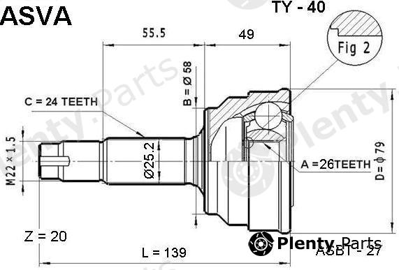  ASVA part TY40 Joint Kit, drive shaft