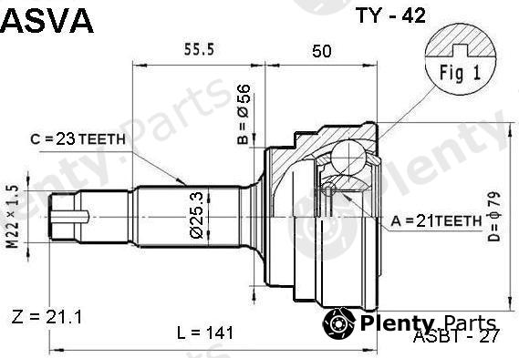  ASVA part TY-42 (TY42) Joint Kit, drive shaft