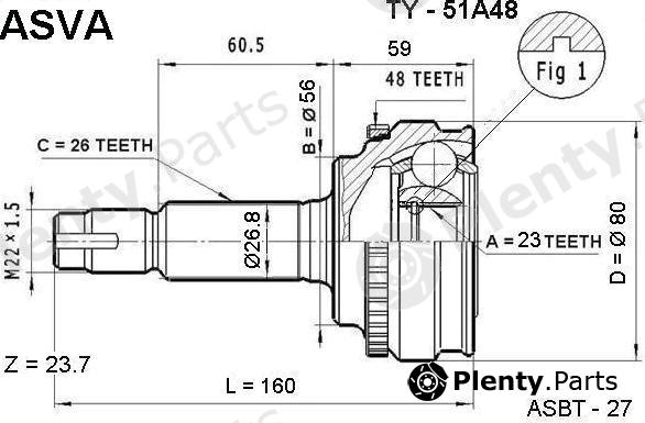  ASVA part TY-51A48 (TY51A48) Joint Kit, drive shaft