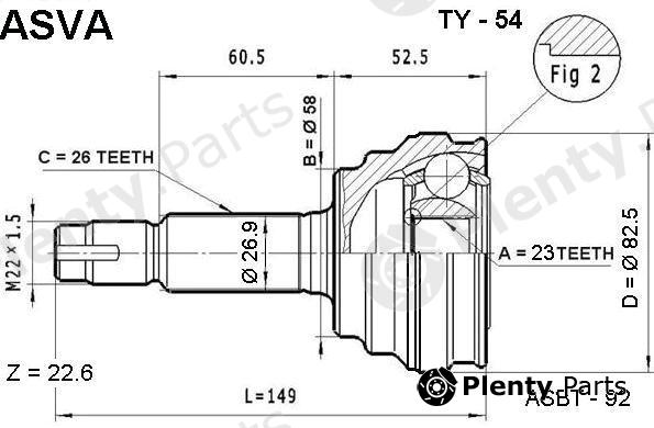  ASVA part TY-54 (TY54) Joint Kit, drive shaft