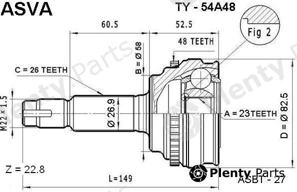  ASVA part TY54A48 Joint Kit, drive shaft