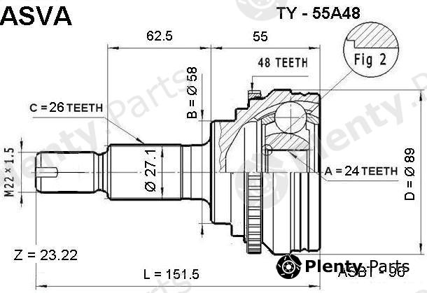  ASVA part TY-55A48 (TY55A48) Joint Kit, drive shaft