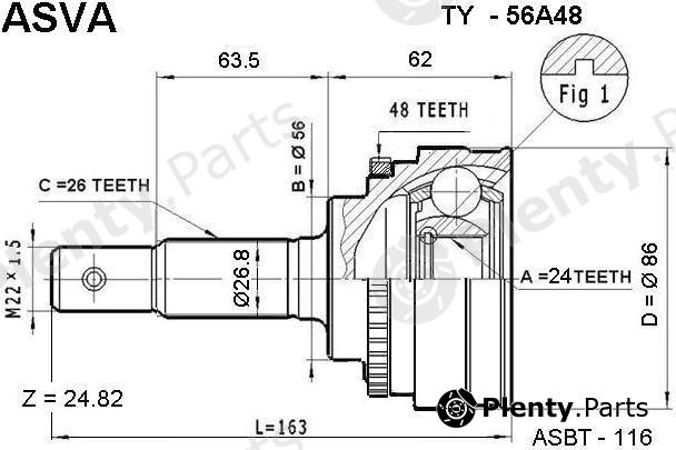  ASVA part TY56A48 Joint Kit, drive shaft