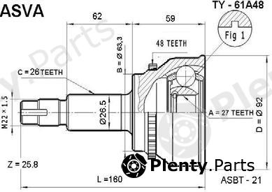  ASVA part TY-61A48 (TY61A48) Joint Kit, drive shaft