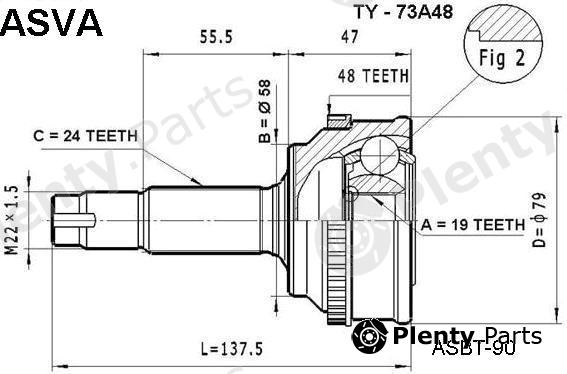 ASVA part TY-73A48 (TY73A48) Joint Kit, drive shaft