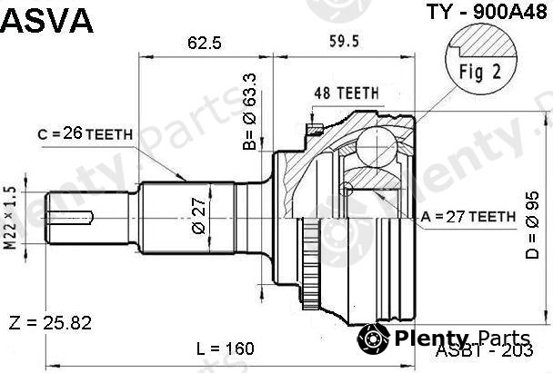  ASVA part TY-900A48 (TY900A48) Joint Kit, drive shaft