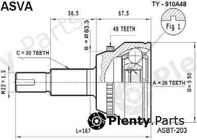  ASVA part TY910A48 Joint Kit, drive shaft