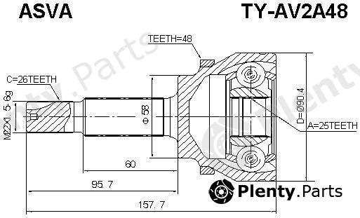  ASVA part TYAV2A48 Joint Kit, drive shaft