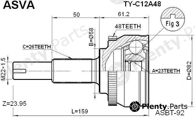  ASVA part TY-C12A48 (TYC12A48) Joint Kit, drive shaft