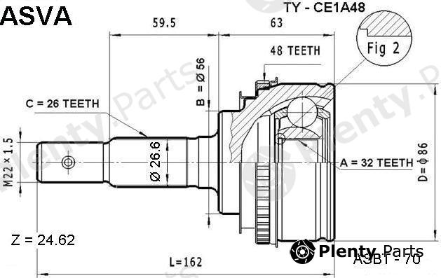  ASVA part TYCE1A48 Joint Kit, drive shaft