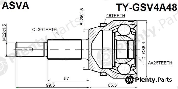  ASVA part TY-GSV4A48 (TYGSV4A48) Joint Kit, drive shaft