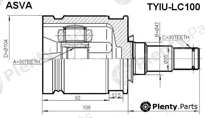  ASVA part TYIU-LC100 (TYIULC100) Joint Kit, drive shaft