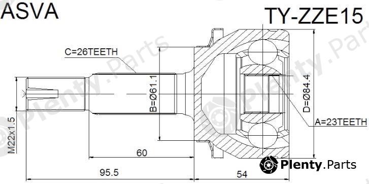  ASVA part TY-ZZE15 (TYZZE15) Joint Kit, drive shaft