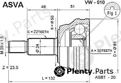  ASVA part VW-010 (VW010) Joint Kit, drive shaft