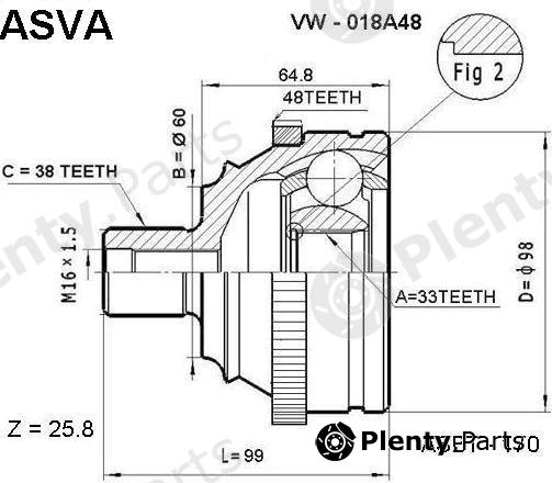  ASVA part VW018A48 Joint Kit, drive shaft