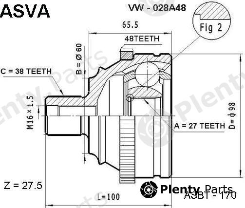  ASVA part VW028A48 Joint Kit, drive shaft