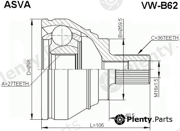  ASVA part VW-B62 (VWB62) Joint Kit, drive shaft