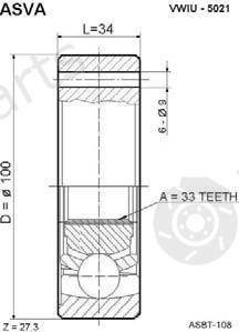  ASVA part VWIU-5021 (VWIU5021) Axle Nut, drive shaft