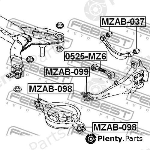  FEBEST part MZAB-099 (MZAB099) Control Arm-/Trailing Arm Bush