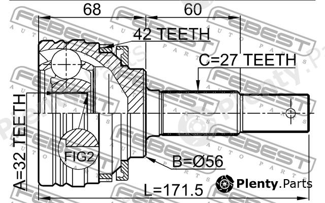  FEBEST part 0210P10A42 Joint, drive shaft