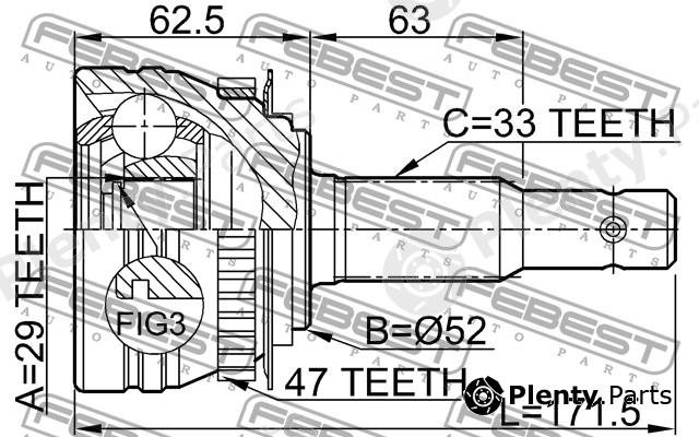  FEBEST part 1110ESPA47 Joint, drive shaft