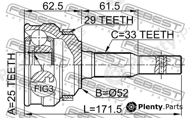  FEBEST part 1810176A29 Joint Kit, drive shaft