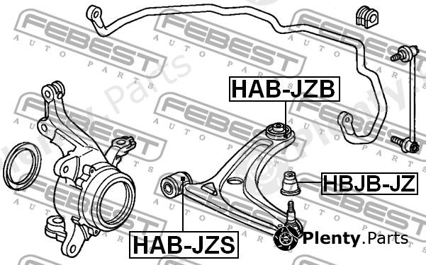  FEBEST part HAB-JZS (HABJZS) Control Arm-/Trailing Arm Bush