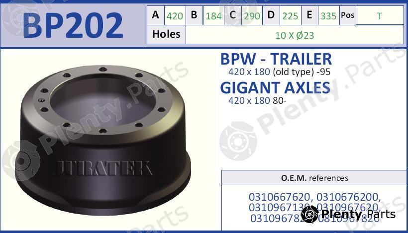  JURATEK part BP202 Brake Drum