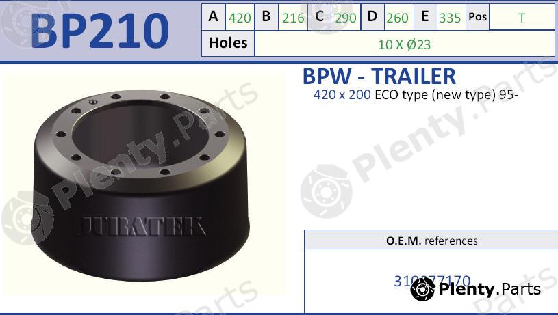  JURATEK part BP210 Brake Drum