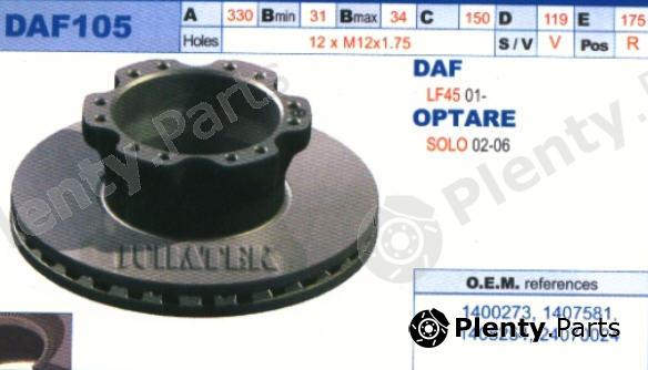  JURATEK part DAF105 Brake Disc