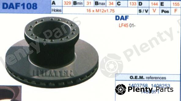  JURATEK part DAF108 Brake Disc