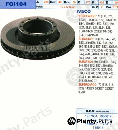  JURATEK part FOI104 Brake Disc