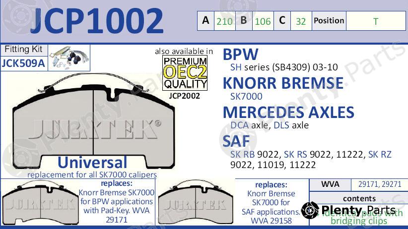  JURATEK part JCP1002 Brake Pad Set, disc brake