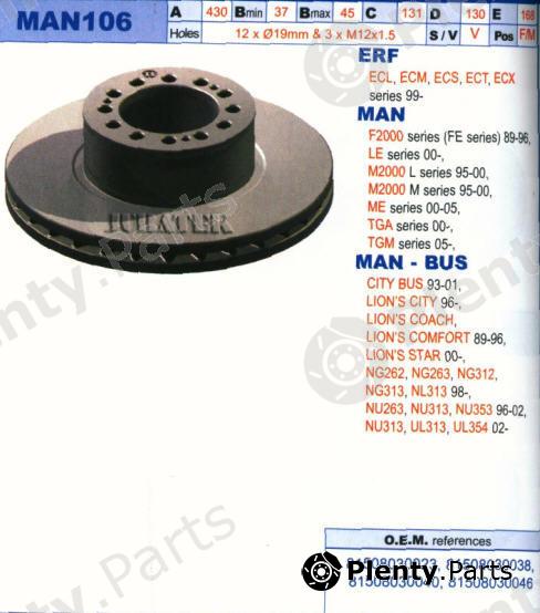  JURATEK part MAN106 Brake Disc