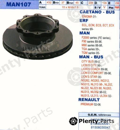  JURATEK part MAN107 Brake Disc