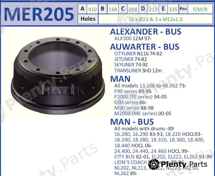  JURATEK part MER205 Brake Drum