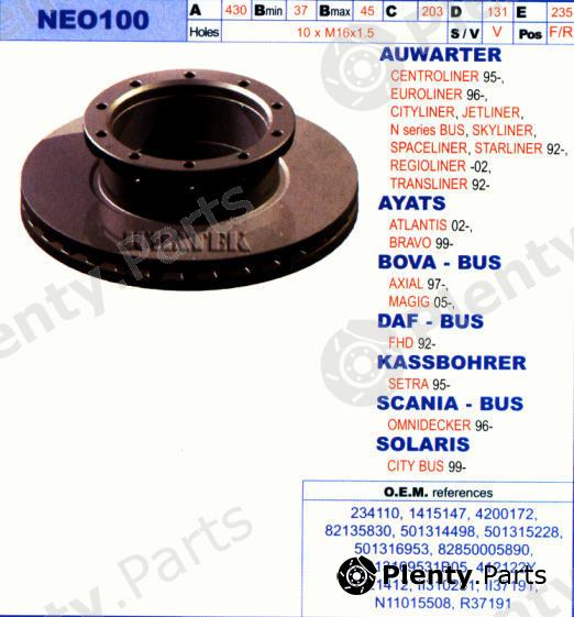  JURATEK part NEO100 Brake Disc