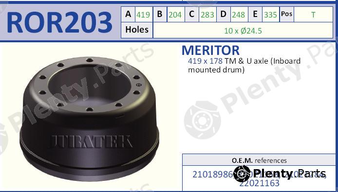  JURATEK part ROR203 Brake Drum